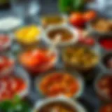 A vibrant array of marinades in small bowls