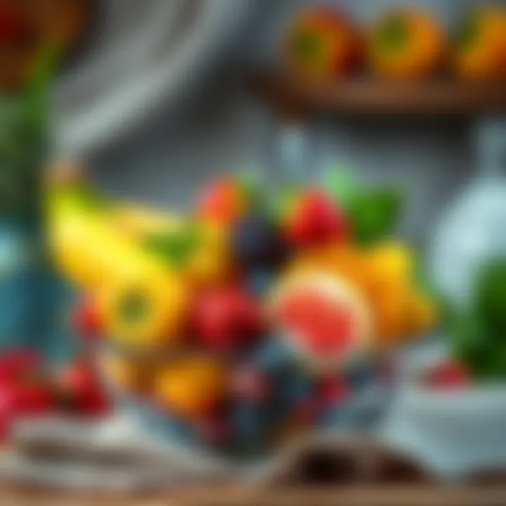 Colorful assortment of fresh fruits in a bowl