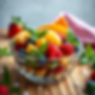 Refreshing fruit bowl garnished with mint leaves