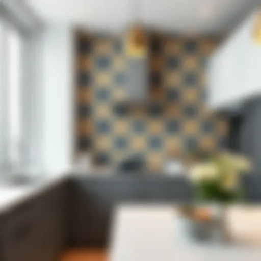 Modern kitchen wall with artistic tiles