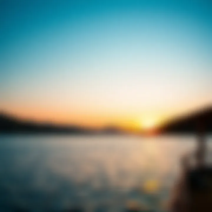 Tranquil Sunset Over Lake A picturesque view of a sunset over a tranquil lake