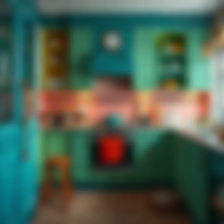 A beautifully painted kitchen cabinet showcasing vibrant colors