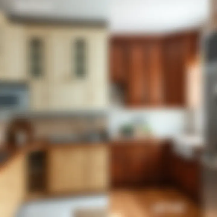 Before and after comparison of a kitchen cabinet makeover