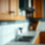 Close-up view of kitchen cabinet surfaces before cleaning
