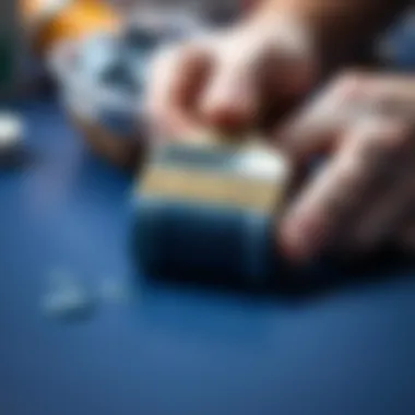 Close-up of paint application technique