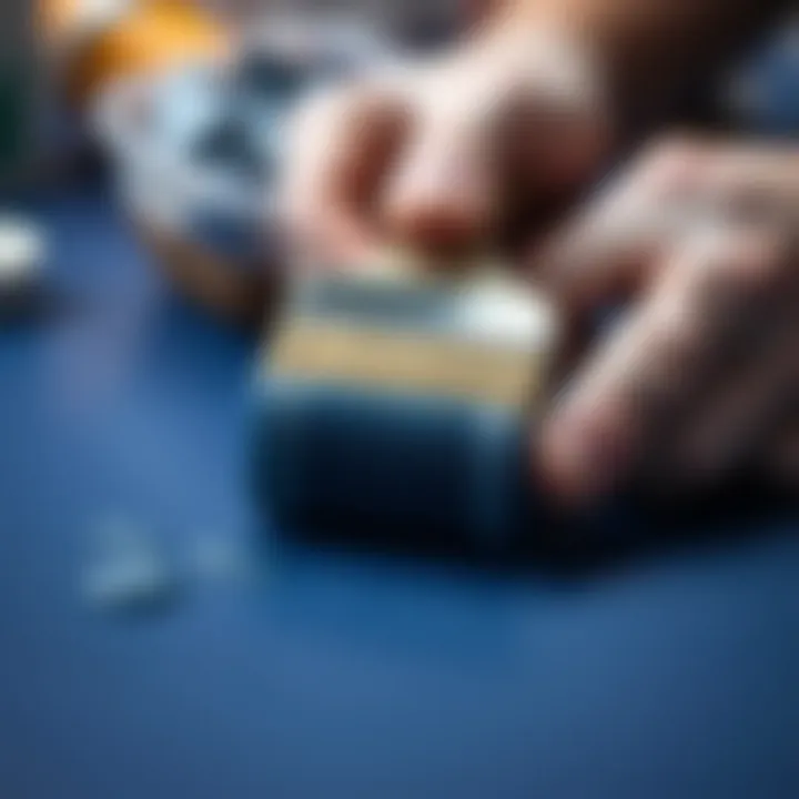 Close-up of paint application technique