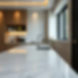 Elegant kitchen countertop showcasing marble texture