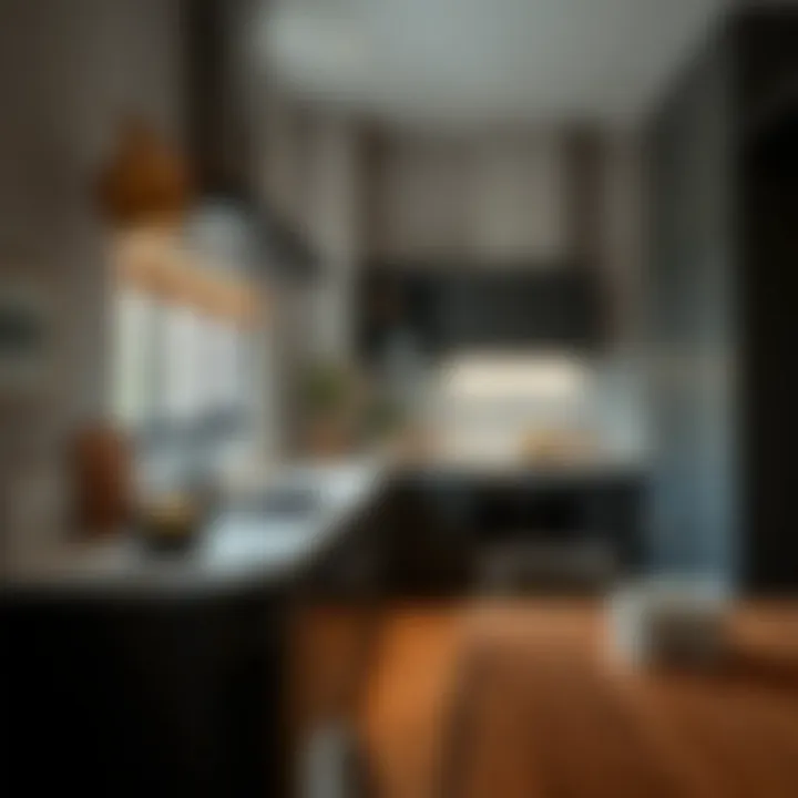 Stylish kitchen design featuring marble accents