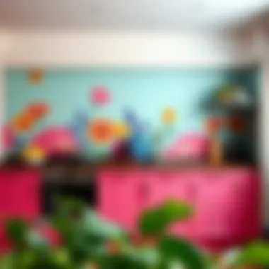 A vision of a vibrant kitchen mural enhancing empty wall space