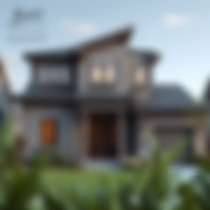 Sophisticated gray and beige exterior design for a suburban home