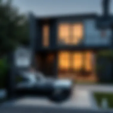 Stylish contrast of dark and light colors on a contemporary property