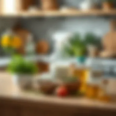 Natural cleaning ingredients on a kitchen counter