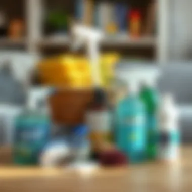 A variety of natural cleaning supplies arranged on a table