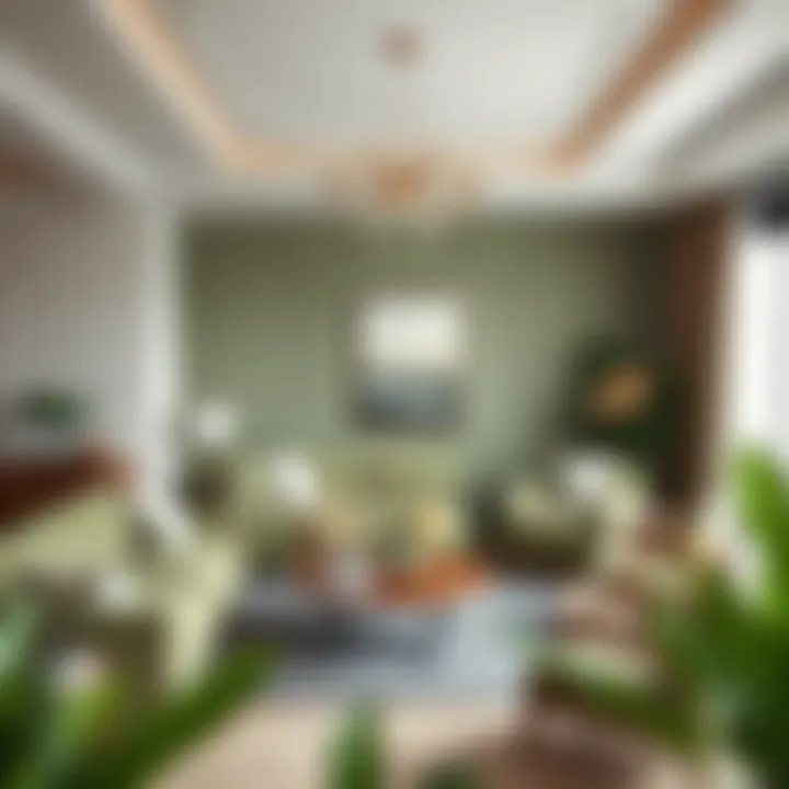 Elegant living room featuring olive green accents