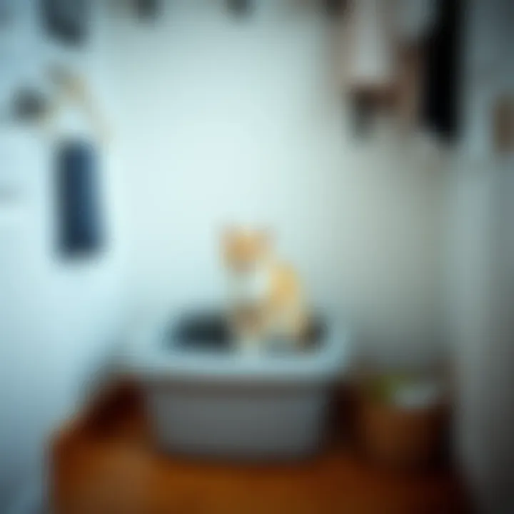 Cat litter box setup in a clean and organized area