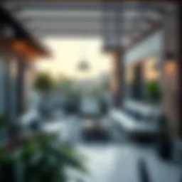 Stylish outdoor terrace with modern furniture