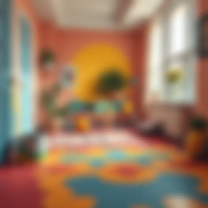 Visual inspiration of a vibrant DIY project featuring floor paint