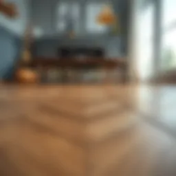 Detailed view of parquet flooring showing texture and color variations