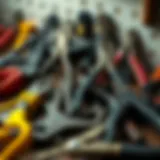 Various types of pliers arranged artistically