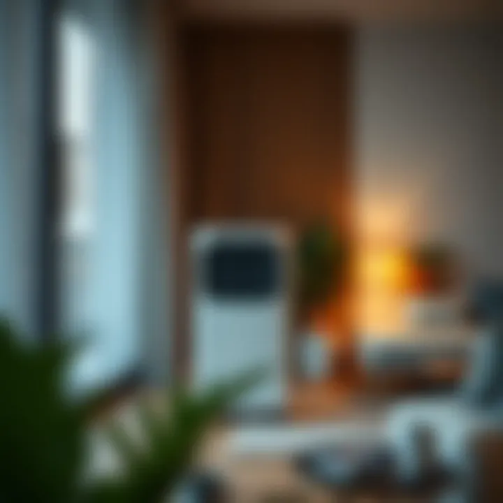 Portable air conditioner in a modern living room