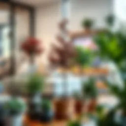 Potted tree varieties displayed in a modern living space