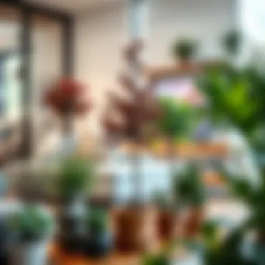 Potted tree varieties displayed in a modern living space