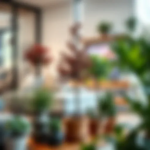 Potted tree varieties displayed in a modern living space