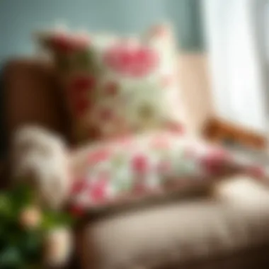 A finished punch embroidery project displayed on a decorative cushion