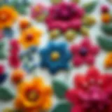 Vibrant punch embroidery pattern showcasing intricate floral designs