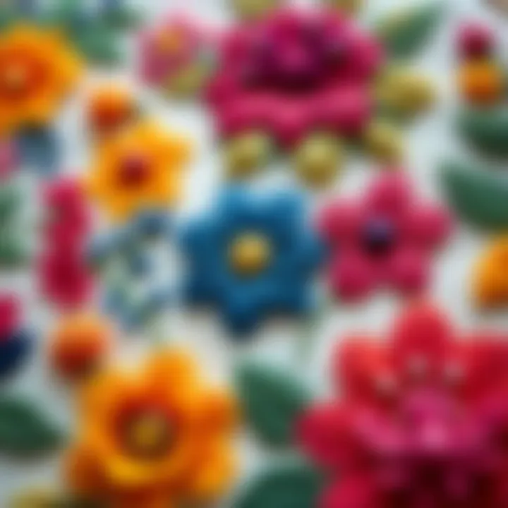 Vibrant punch embroidery pattern showcasing intricate floral designs