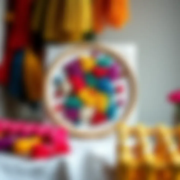 Colorful punch needle creations displayed beautifully