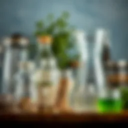 Collection of various glass containers suitable for recycling