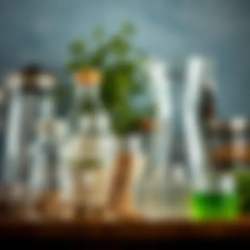 Collection of various glass containers suitable for recycling