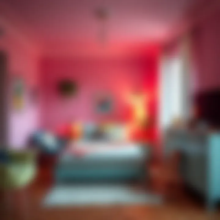 A stylish bedroom showcasing retro furnishings and accessories.