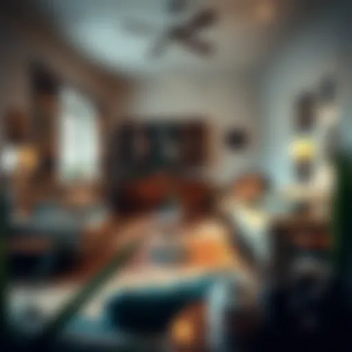 Cozy Retro Living Room A cozy living room with vintage furniture and retro design elements.