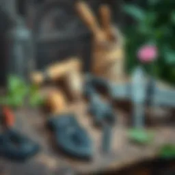 Pruning tools arranged on a rustic wooden table