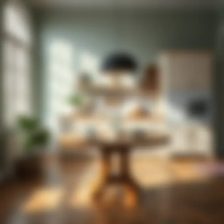 Stylish round kitchen table with measurements