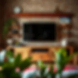 Rustic TV stand made of reclaimed wood with a natural finish