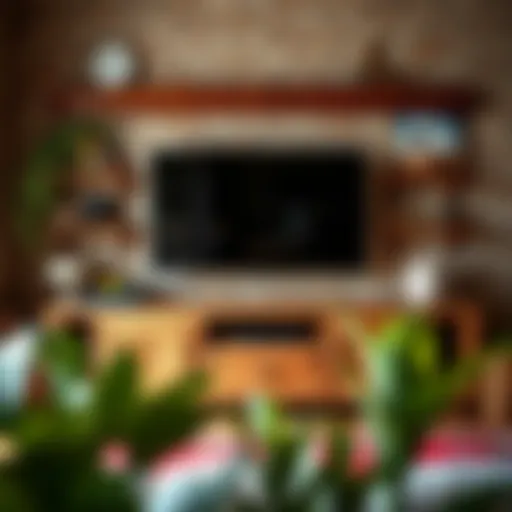 Rustic TV stand made of reclaimed wood with a natural finish