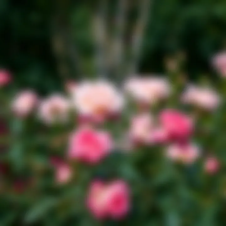 The Reward of Pruning: A Blooming Rose Garden A seasonal garden with blooming roses after pruning