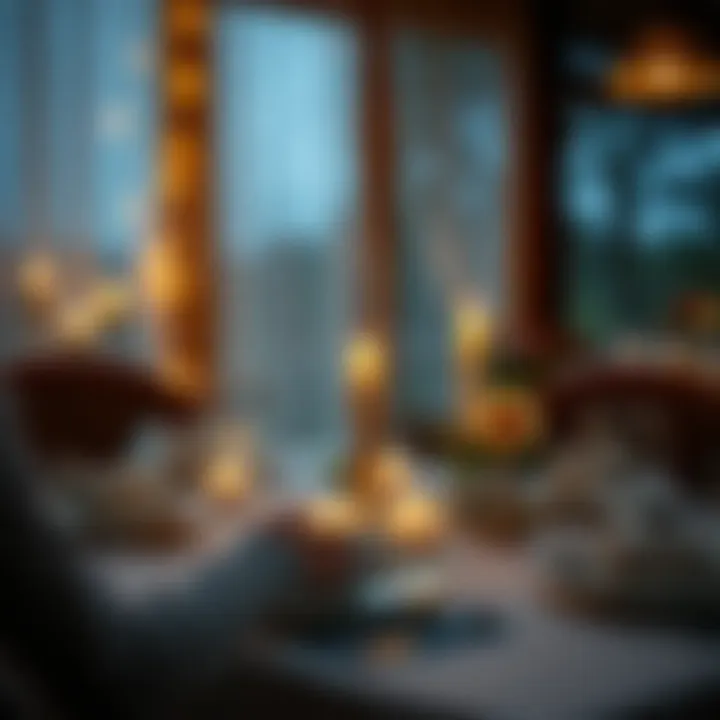 A romantic candlelight dinner setup