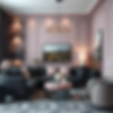 A serene blend of black with soft pastel colors in stylish decor