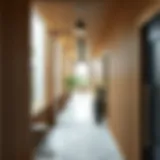 Elegant slatted corridor design showcasing aesthetics and functionality
