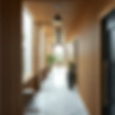 Elegant slatted corridor design showcasing aesthetics and functionality