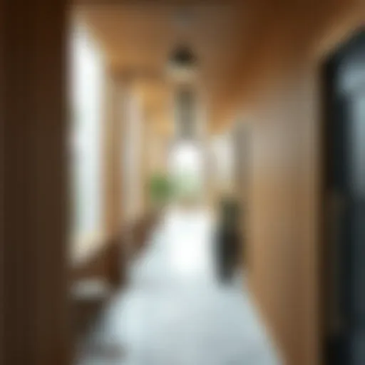 Elegant slatted corridor design showcasing aesthetics and functionality