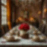 An elegant dining table set with intricate tableware showcasing a rich cultural heritage