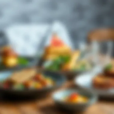 A close-up shot of beautifully plated meals, emphasizing aesthetic presentation