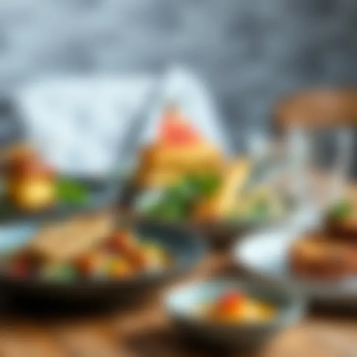 A close-up shot of beautifully plated meals, emphasizing aesthetic presentation