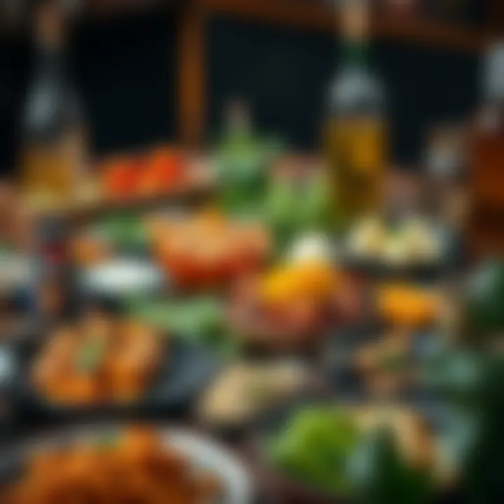 A vibrant spread of traditional dishes arranged artistically, reflecting culinary diversity