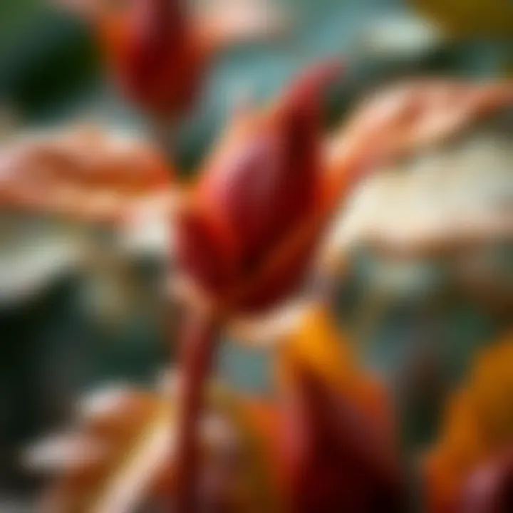 Close-up of a unique autumn plant with intricate details